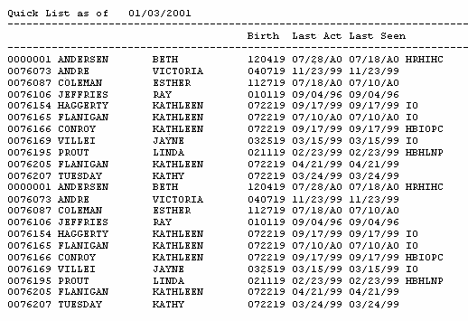 Special Procedures Recall Quick List
